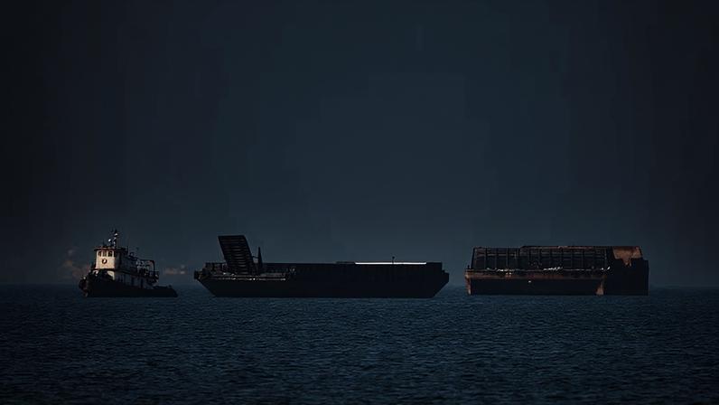 Embarcação navegando pelo Estreito de Ormuz