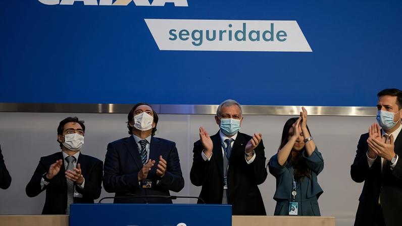 Executivos da Caixa no lançamento das ações da Caixa Seguridade na Bolsa B3