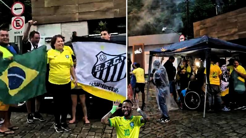 Expectativa por Neymar na Copa mobiliza fãs em frente ao condomínio do jogador em Santos