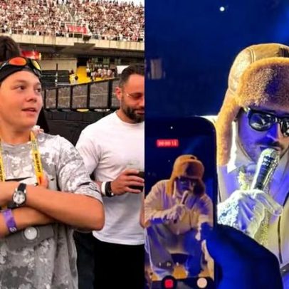 Carol Dantas leva Davi Lucca ao show de Bad Bunny em Barcelona