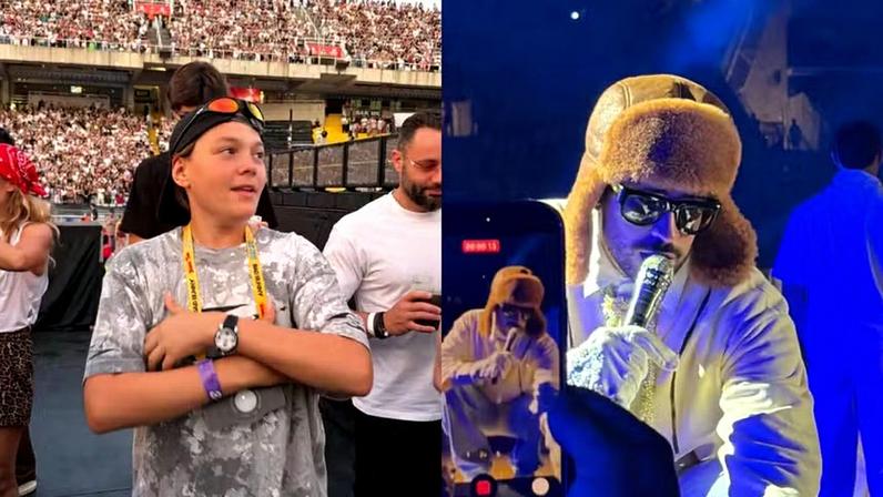 Carol Dantas leva Davi Lucca ao show de Bad Bunny — Foto: Reprodução/Instagram