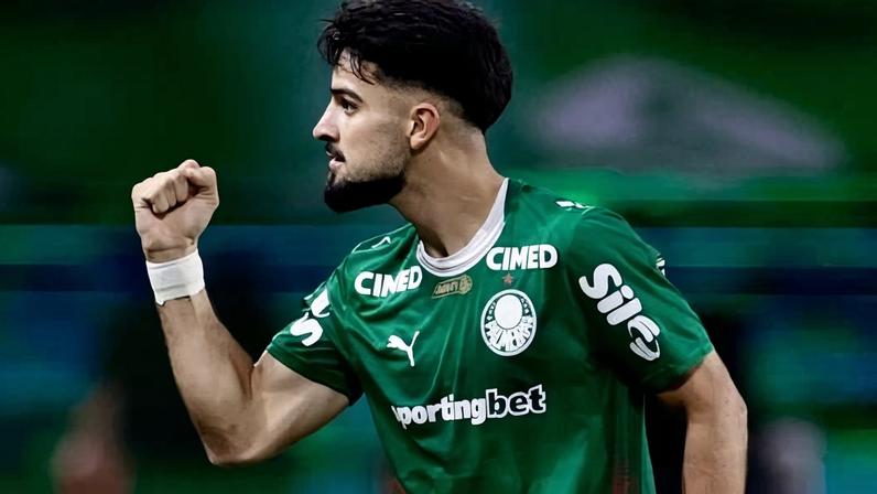 Flaco López comemora gol durante clássico entre Palmeiras e Santos no Allianz Parque pelo Campeonato Brasileiro
