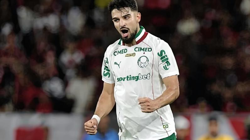 Flaco López do Palmeiras comemora gol marcado contra o Flamengo no Maracanã
