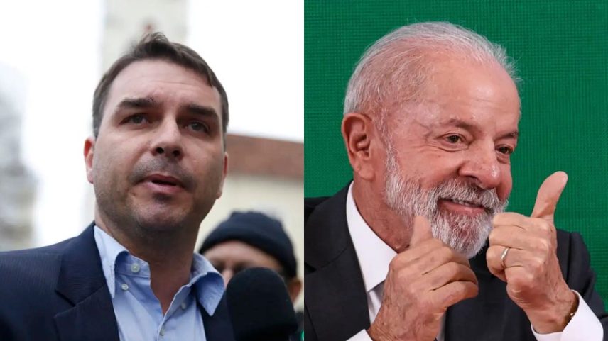 Flavio Bolsonaro (PL-RJ) e Lula (PT) — Foto: Fotomontagem/Fotos: Agência Brasil