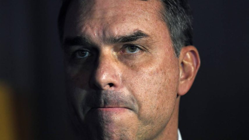 O senador Flávio Bolsonaro (PL-RJ) durante evento em Santa Catarina