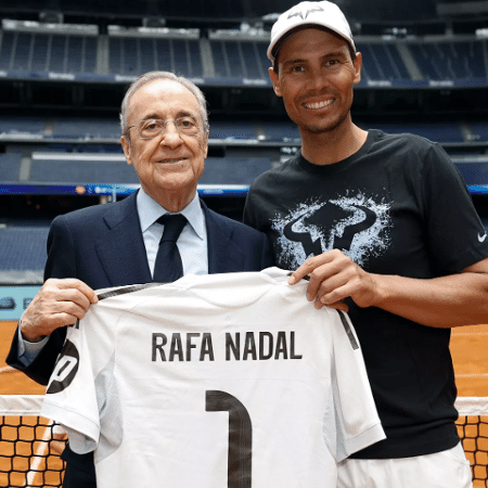 Florentino Pérez ao lado do ex-tenista Rafael Nadal