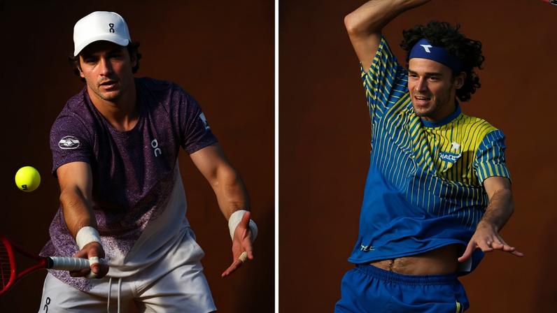 João Fonseca e Guga Kuerten (Fotos: Corinne Dubreuil/ATP Tour y Julian Finney/Getty Images)