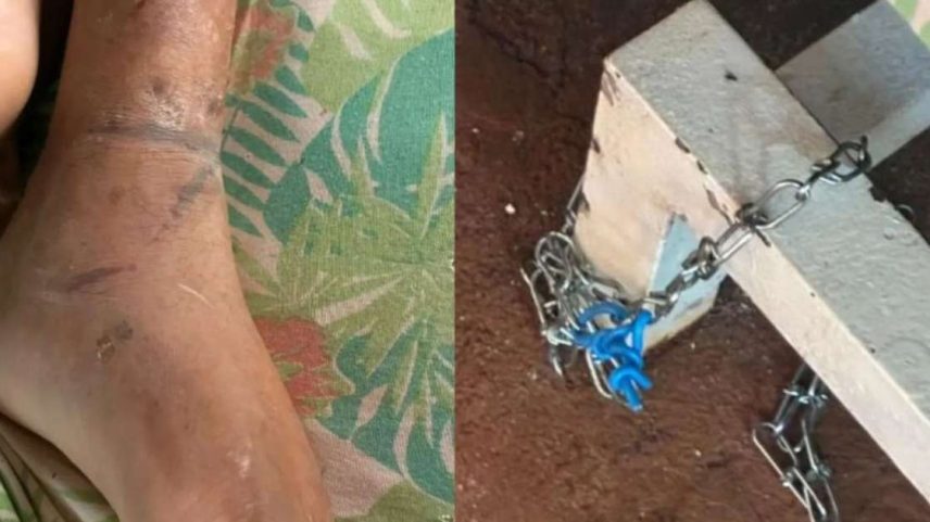 Homem de 46 anos era mantido acorrentado durante o dia