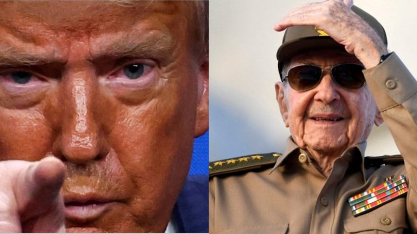 Donald Trump, presidente dos EUA, e Raúl Castro, ex-presidente de Cuba. — Foto: Reuters/Yves Herman e Norlys Perez / Reuters