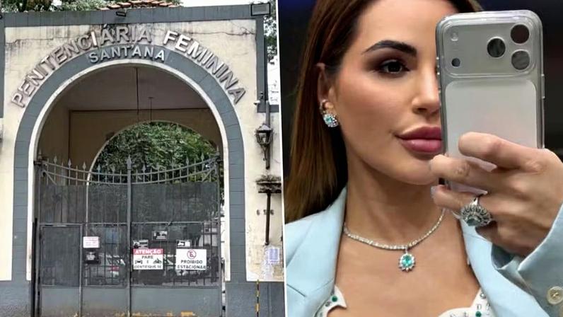 Deolane Bezerra está presa na Penitenciária Feminina de Santana — Foto: Abraão Cruz/TV Globo; e Reprodução