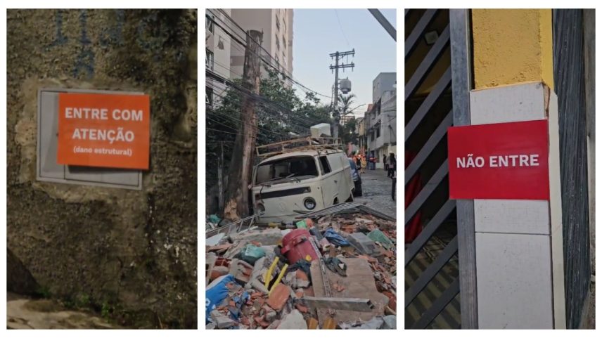 Segundo a Defesa Civil, 14 imóveis receberam classificação laranja e cinco foram classificados com placa vermelha, quando há necessidade de demolição. — Foto: Gustavo Capisco/g1