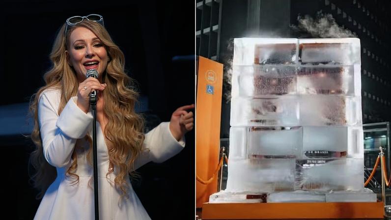Mariah Carey fará show em São Paulo em novembro, conforme anunciado pelo banco Itaú — Foto: Reprodução/TV Globo e Instagram