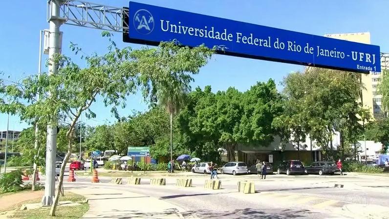 Entrada da UFRJ, na Cidade Universitária — Foto: Reprodução/TV Globo