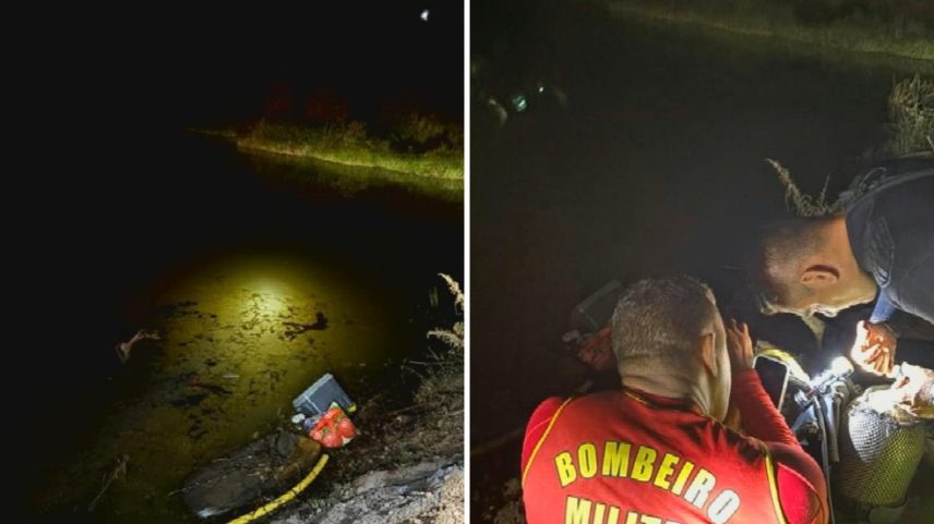 Seis pessoas morrem após carro cair no Lago Corumbá IV, em Goiás — Foto: Reprodução/TV Anhanguera