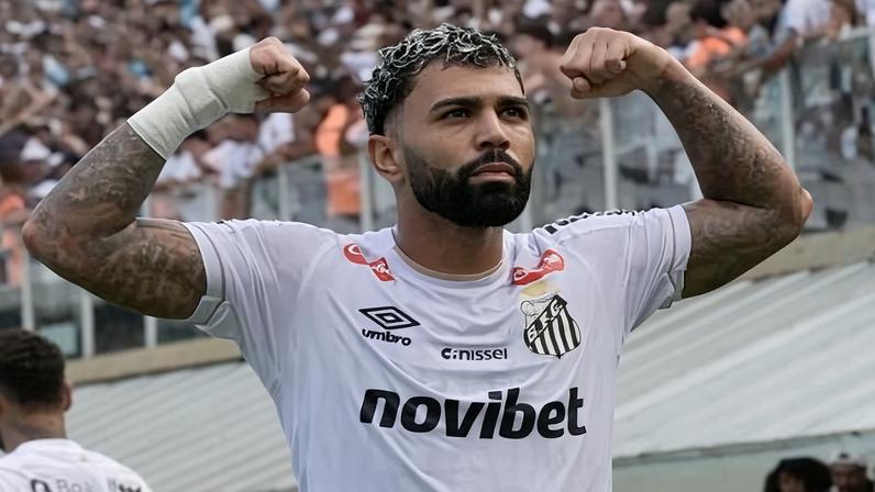 Gabigol comemora o gol de empate contra o Corinthians