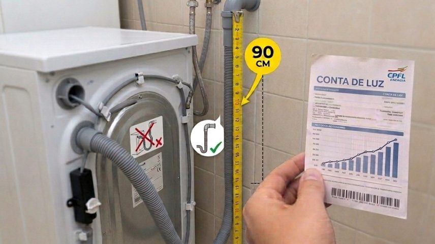 A instalação incorreta da máquina de lavar gera aumentos na conta de água e luz — Foto: Reprodução/Gemini