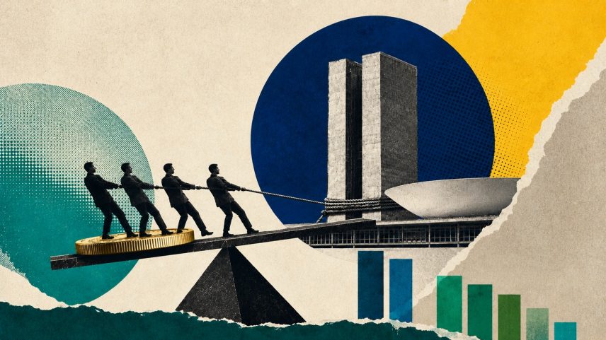 Direita converge na agenda liberal de redução do Estado, com propostas distintas. (Foto: Ilustração Gazeta do Povo - com DALL-e)