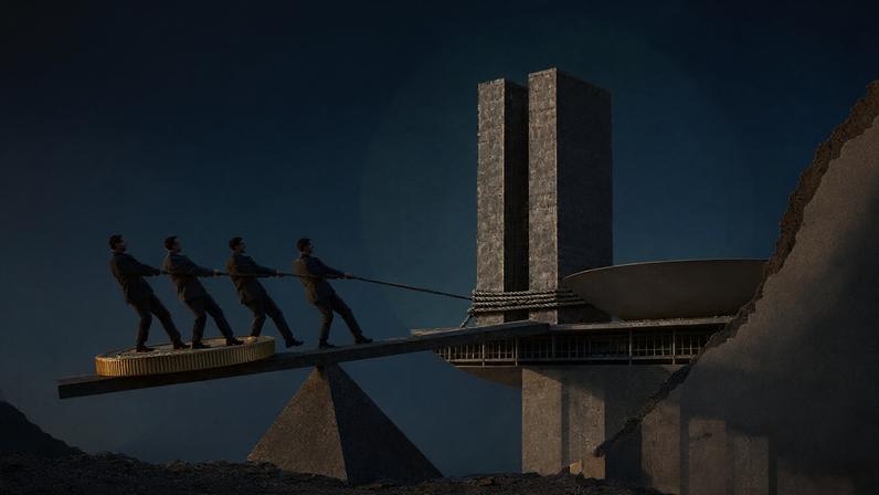 Direita converge na agenda liberal de redução do Estado, com propostas distintas. (Foto: Ilustração Gazeta do Povo - com DALL-e)