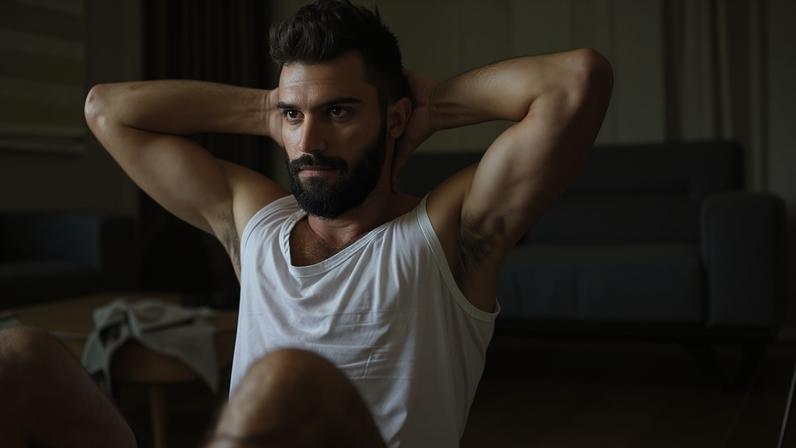Homem treinando em casa — Foto: Getty Images