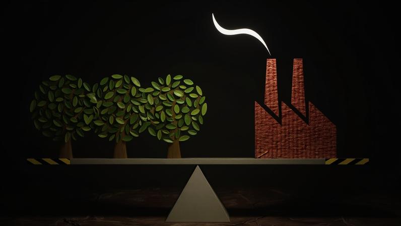 Ilustração que remete ao mercado de carbono