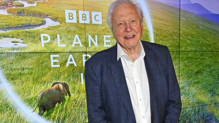 Sir David Attenborough participa do lançamento global de 'Planeta Terra III' da BBC Studios em 12 de outubro de 2023 em Londres, Inglaterra.