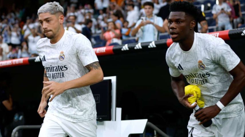 Valverde e Tchouaméni em jogo do Real Madrid