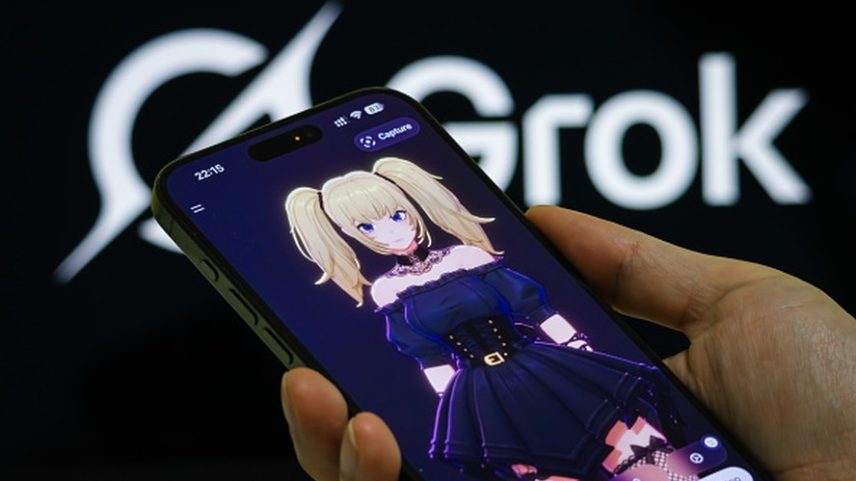 Ani, versão antropomórfica em animê do Grok, chatbot da xAI — Foto: Cheng Xin / Getty Images
