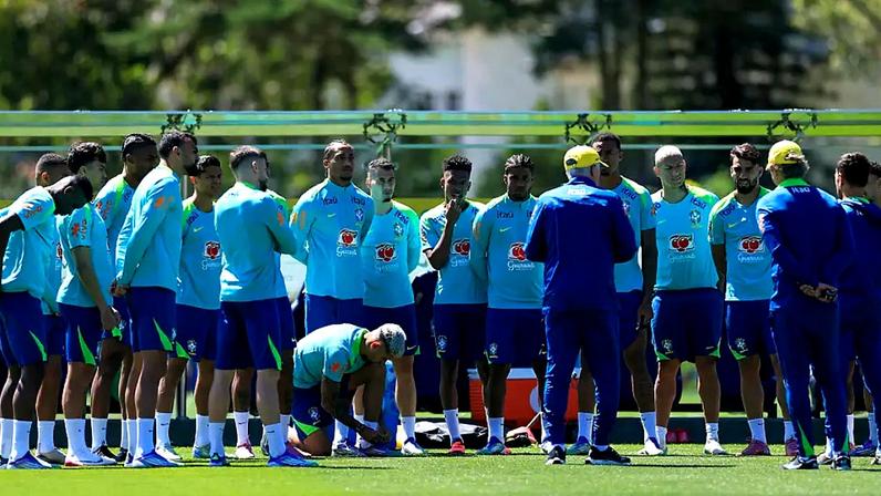 Jogadores da Seleção Brasileira na Granja Comary
