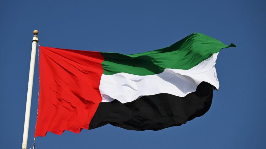 Imagem colorida da bandeira dos Emirados Árabes Unidos