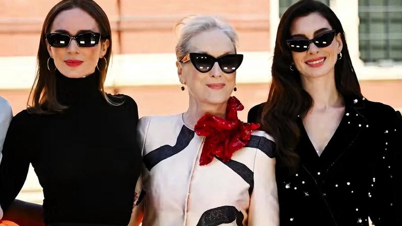Emily Blunt, Meryl Streep e Anne Hathaway — Foto: Getty Images