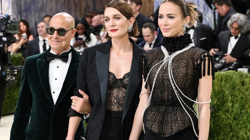 Stanley Tucci, Felicity Blunt e Emily Blunt — Foto: Getty Images