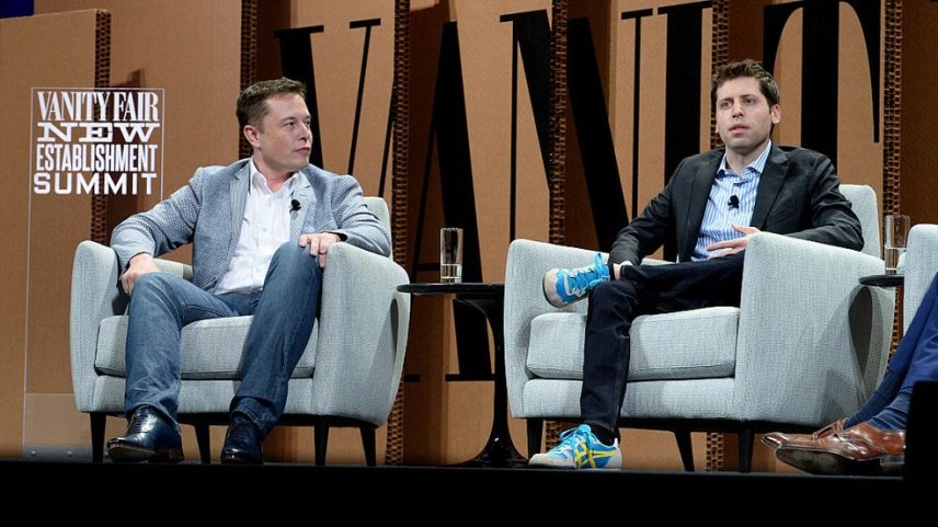 Elon Musk e Sam Altman, quando ainda eram sócios na OpenAI — Foto: Getty Images