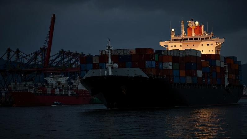 Navio se aproxima de porto — Foto: Getty Images