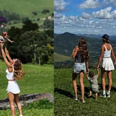 Gisele Bündchen aparece com os filhos em fotos e agradece pela vida ao lado deles
