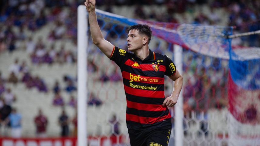 Perotti marca para o Sport contra o Fortaleza, pela Copa do Nordeste — Foto: Paulo Matheus/ Sport Club do Recife