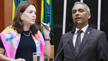A primeira-dama Gracinha Caiado (União) e o deputado Gustavo Gayer (PL-GO)