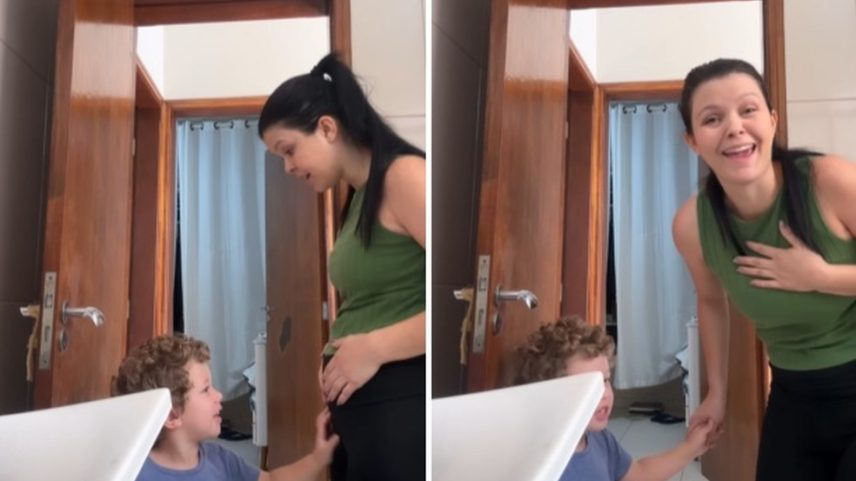 Menino faz pergunta inusitada ao descobrir que vai ganhar irmãozinho — Foto: Reprodução/redes sociais