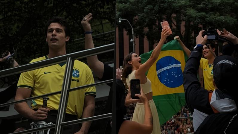 Nicholas Galitzine e Camila Mendes promovem filme “Mestres do Universo” na Avenida Paulista