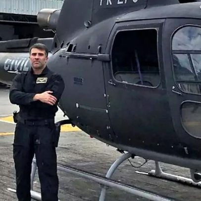 Helicóptero da Polícia Civil sobrevoa cortejo de piloto do Core no RJ