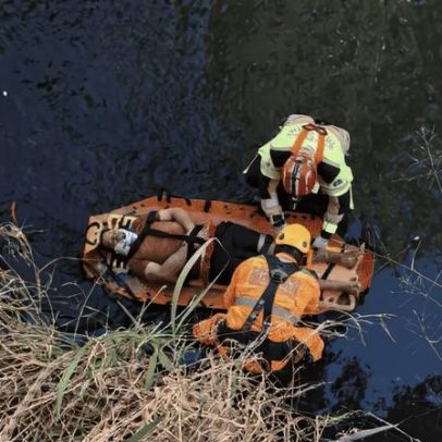 Homem é resgatado após cair em canal no Córrego Vieira, Montes Claros