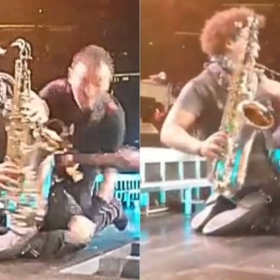 Bruce Springsteen cai no palco após brincadeira com integrante da banda