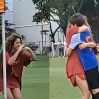 Shakira prestigia filhos no futebol e mostra lado materno