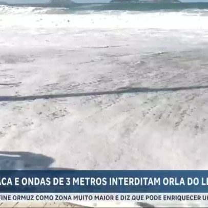 Ondas de até 3 m invadem orla do Leblon e interditam avenida no Rio