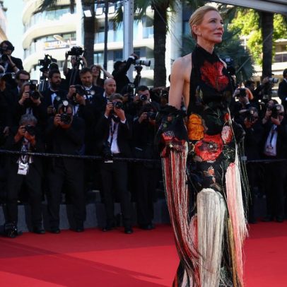Cate Blanchett vira obra de arte viva com vestido inspirado em pintura em Cannes