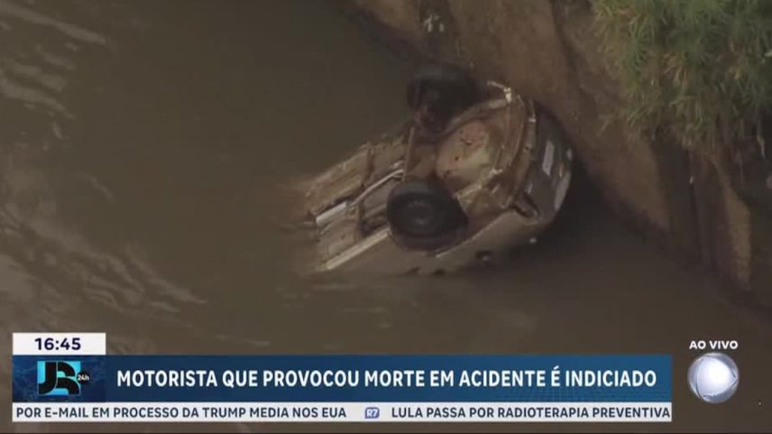 Motorista é indiciado após acidente que terminou com carro no rio Tamanduateí, em SP