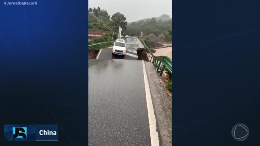 Enxurrada na China derruba ponte, causando danos e interrupções