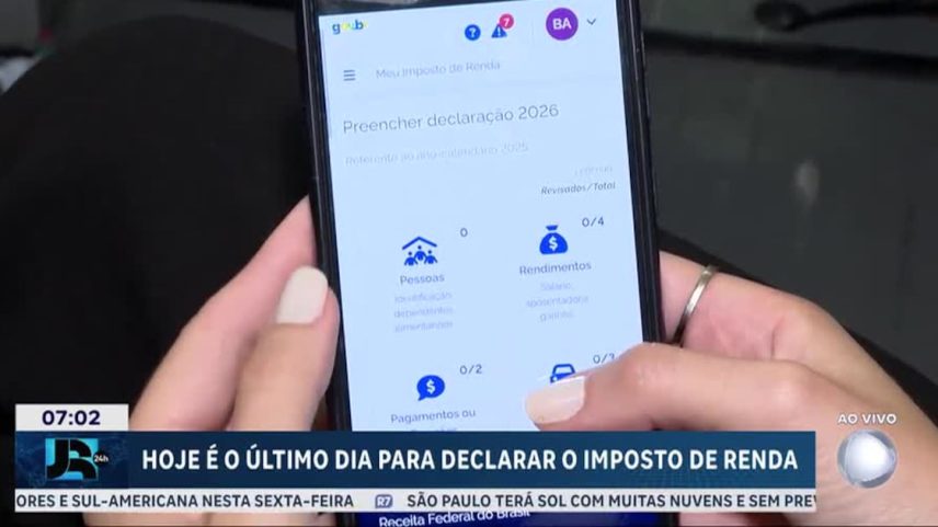 IR 2026: prazo para envio da declaração termina às 23h59 desta sexta-feira (29)