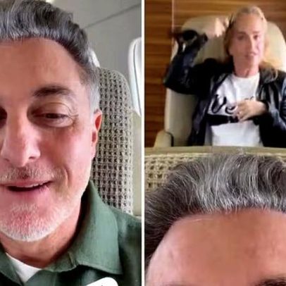 Luciano Huck mostra Angélica se maquiando em jatinho; Eva rouba a cena