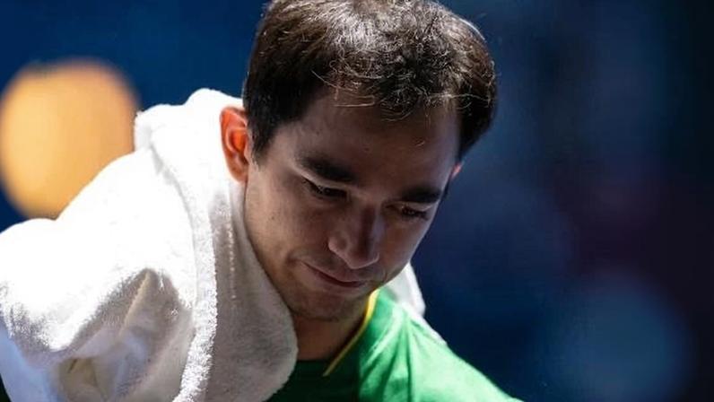 Hugo Calderano no Mundial por equipes de tênis de mesa