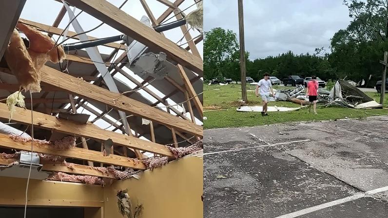 Cristãos louvam em igreja de Mississippi destruída por tornado